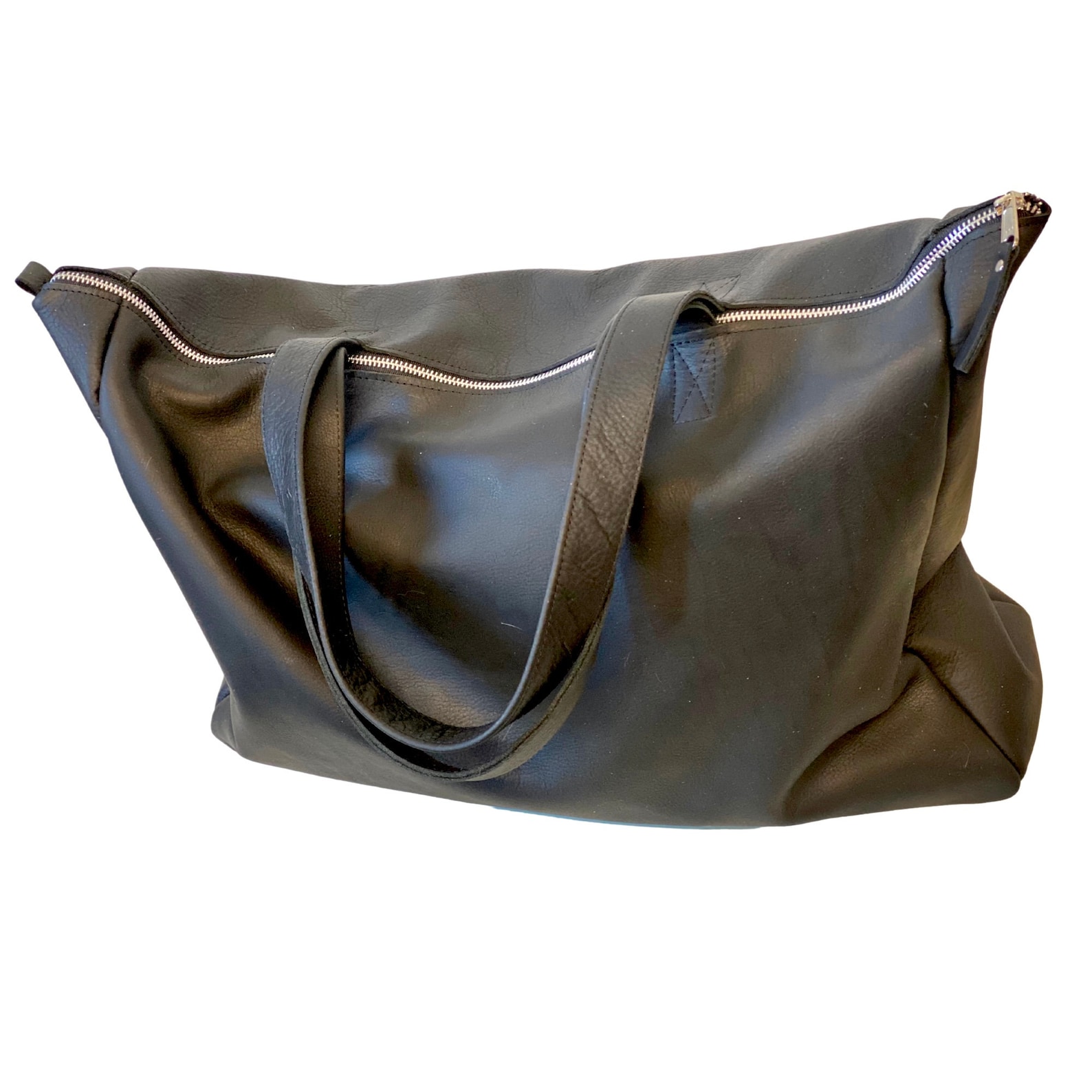 Large Leather Tote Bag - Black