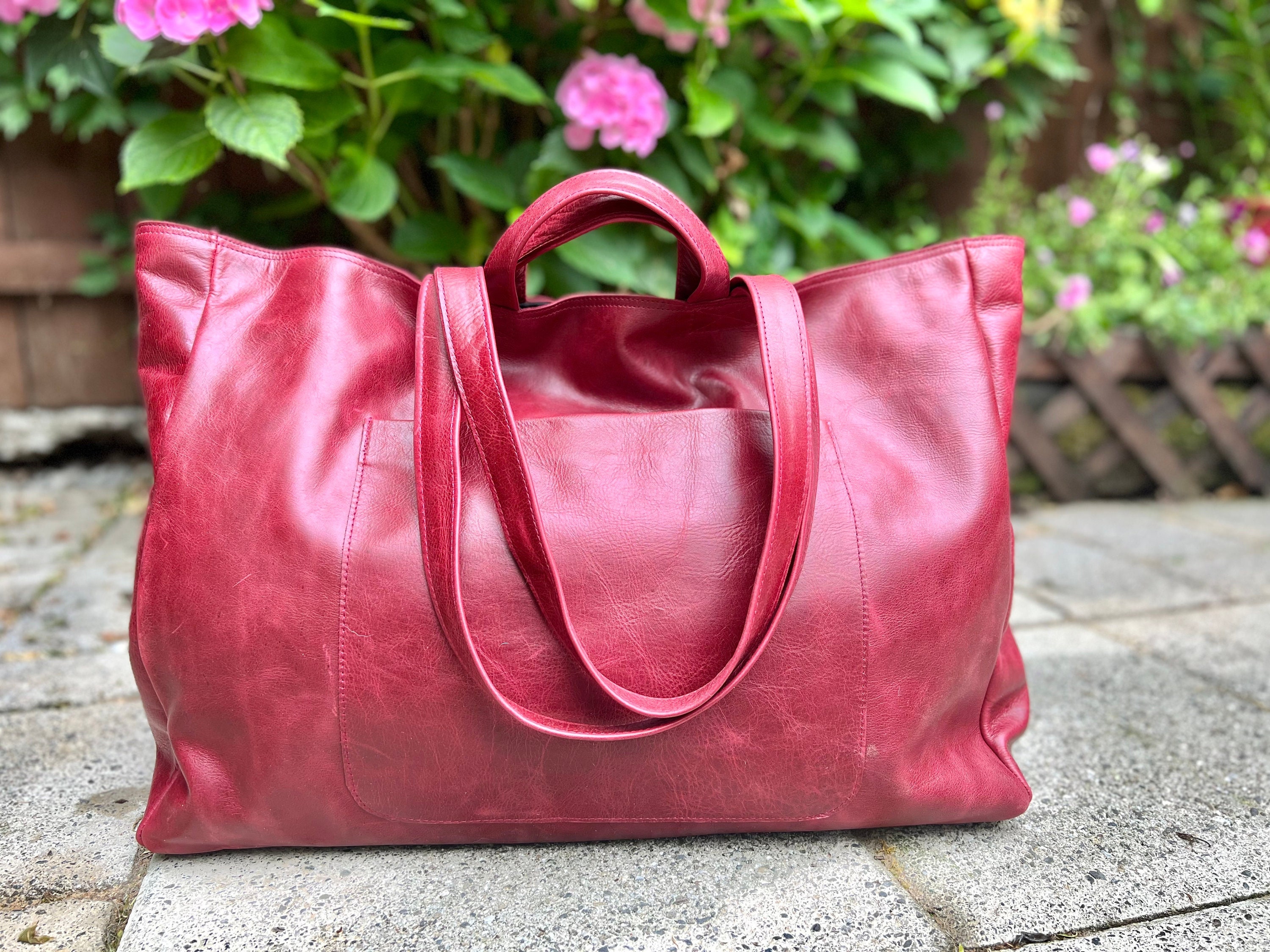 Franklin Covey Structured Red Leather Briefcase Laptop Bag