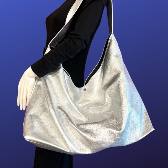 Silver metallic sales beach bag