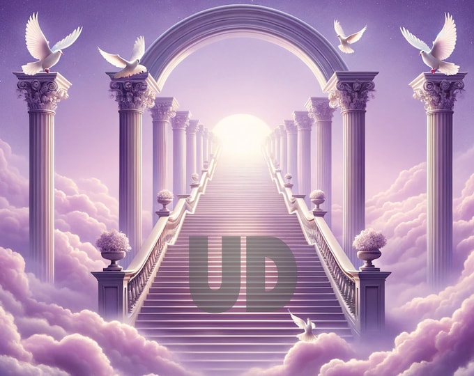 Purple Column heaven background | Clouds | Doves | Memorial Wallpaper | Funeral Program