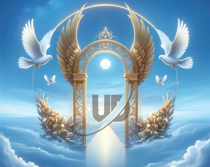 Blue Sky heaven background | Clouds | Doves| Memorial Wallpaper | Funeral Program