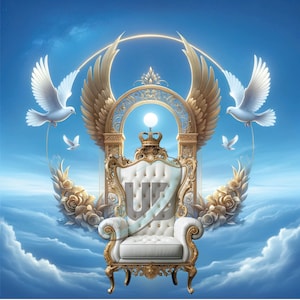 Sfondo del cielo della sedia blu / Nuvole / Colombe / Carta da parati commemorativa / Programma funebre