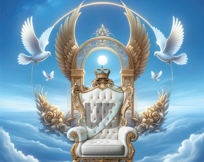 Blue Chair heaven background | Clouds | Doves| Memorial Wallpaper | Funeral Program