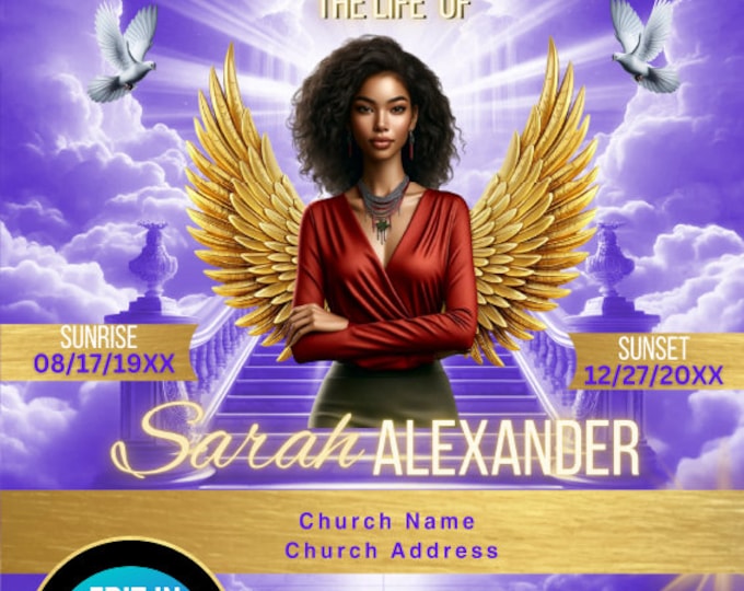 Memorial Funeral Announcement Flyer | Canva Template (Digital Download)