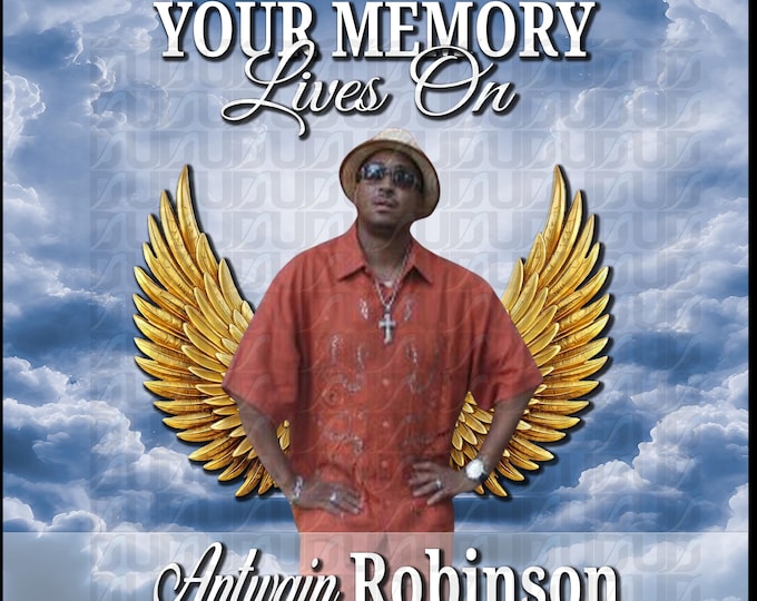 Personalized Memorial Photo Poster with Angel Wings (Digital Download)