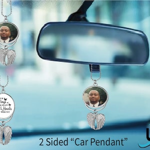 Rearview Mirror Car Charm, Car Angel Wing Charm, Car Ornament,  "In Memory Of" Car Mirror Pendant,  Mirror Charm