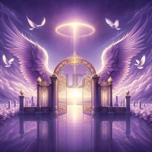 Sfondo cielo viola / Nuvole / Colonne / Sfondo commemorativo / Annuncio funebre