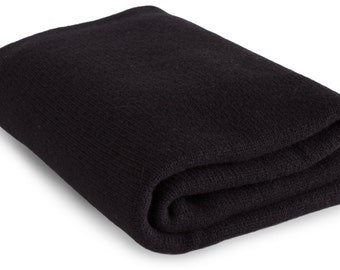 Large 100% Cashmere Blanket Wrap - 'Black' - ** Made to Order, 3 Sizes Available ** - handmade in Scotland by Love Cashmere