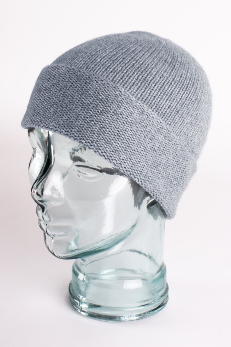 Ladies 100% Cashmere Beanie Hat 'Light Gray' handmade in Scotland by Love Cashmere image 3