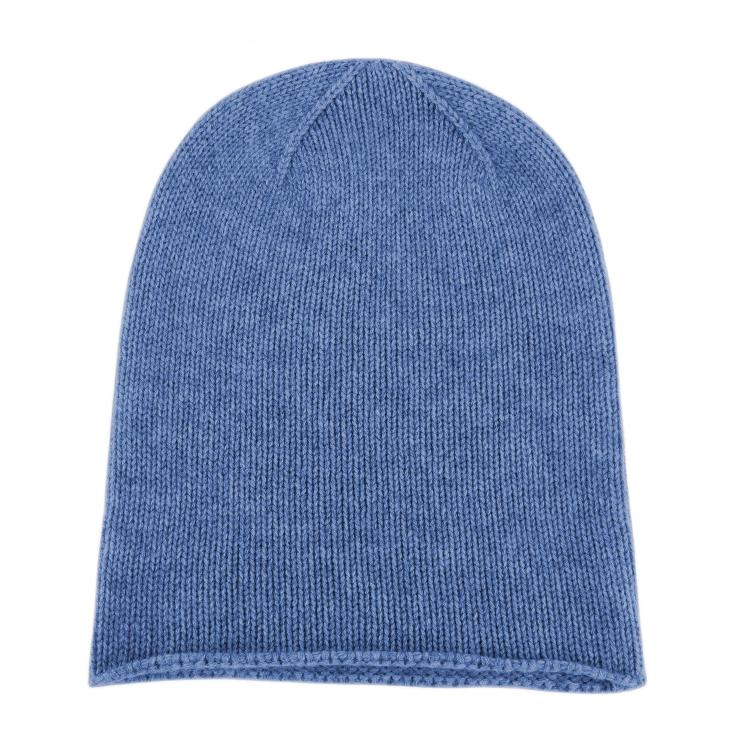 Mens 100 Cashmere Beanie Hat 'Denim Blue' handmade in Scotland by Love