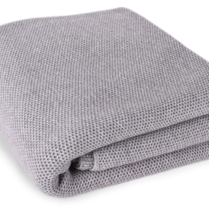 Luxury 100% Cashmere Waffle Stitch Blanket - &#39;Light Gray&#39; - ** Made to Order, 5 Sizes Available ** - handmade in Scotland by Love Cashmere