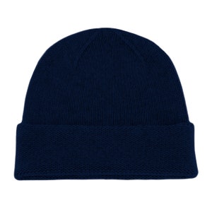Mens 100% Cashmere Beanie Hat - &#39;Dark Navy&#39; - handmade in Scotland by Love Cashmere