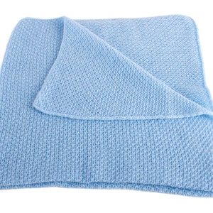 Boys Super Soft 4 Ply Honeycomb 100% Cashmere Baby Blanket 'Baby Blue' handmade in Scotland by Love Cashmere image 2