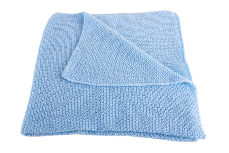 Boys Super Soft 4 Ply Honeycomb 100% Cashmere Baby Blanket 'Baby Blue' handmade in Scotland by Love Cashmere image 2