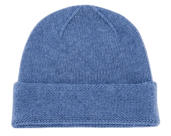 Chapeau bonnet 100% cachemire pour dames - 'Denim Blue' - fait à la main en Écosse par Love Cashmere