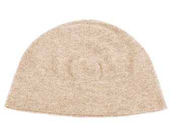 Mens 100% Cashmere Watch Cap Beanie Hat - Light Natural - handmade in Scotland by Love Cashmere