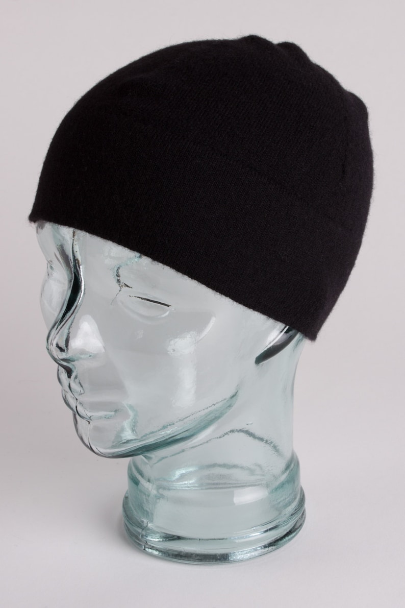 Mens 100 Cashmere Watch Cap Beanie Hat Black Handmade in Scotland by Love Cashmere Etsy