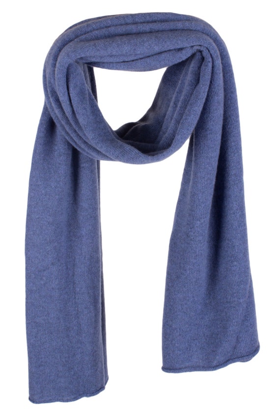 Love Cashmere Women's 100% Cashmere Wrap Scarf - Navy Blue - hand made in  Scotland