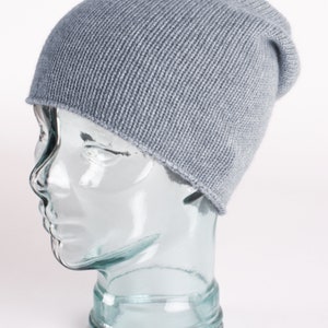 Ladies 100% Cashmere Beanie Hat 'Light Gray' handmade in Scotland by Love Cashmere image 4