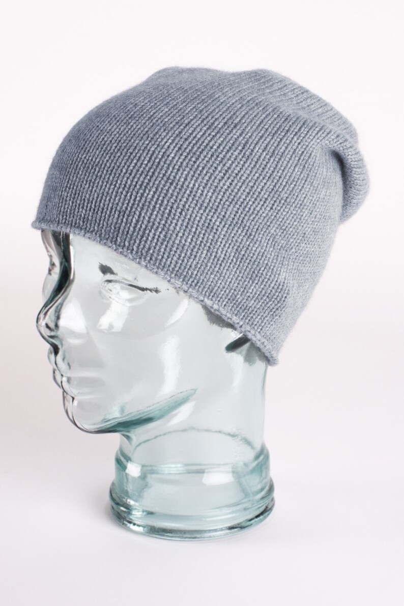 Ladies 100% Cashmere Beanie Hat 'Light Gray' handmade in Scotland by Love Cashmere image 4