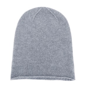 Ladies 100% Cashmere Beanie Hat 'Light Gray' handmade in Scotland by Love Cashmere image 2