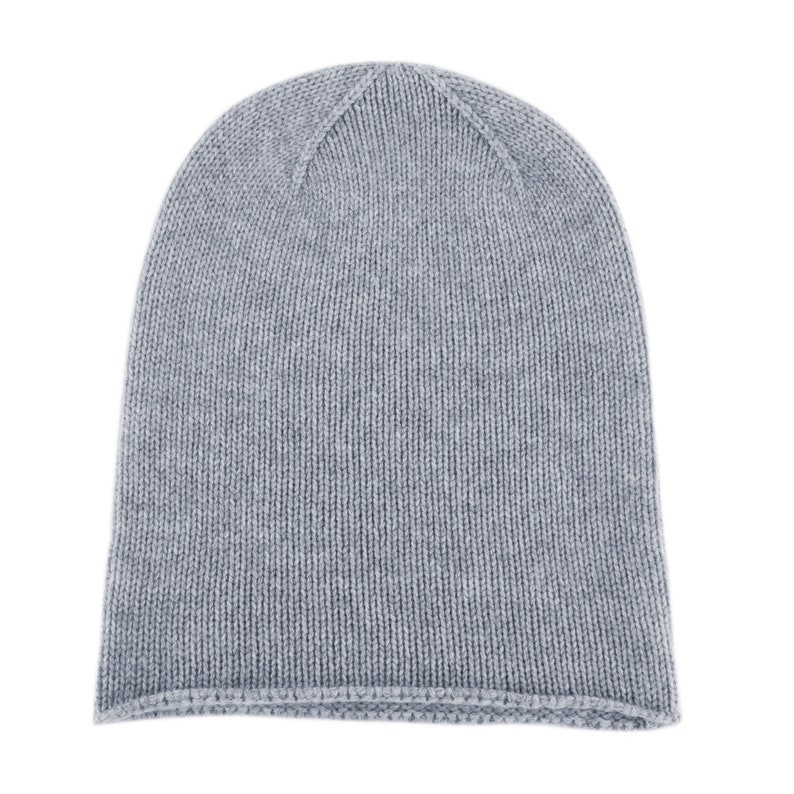 Ladies 100% Cashmere Beanie Hat 'Light Gray' handmade in Scotland by Love Cashmere image 2