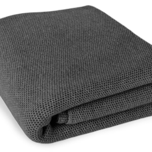 Luxury 100% Cashmere Waffle Stitch Blanket - &#39;Dark Gray&#39; - ** Made to Order, 5 Sizes Available ** - handmade in Scotland by Love Cashmere