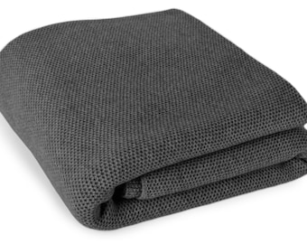 Luxe 100% Cashmere Waffle Stitch Blanket - 'Dark Grey' - ** Op bestelling gemaakt, 5 maten beschikbaar ** - handgemaakt in Schotland door Love Cashmere