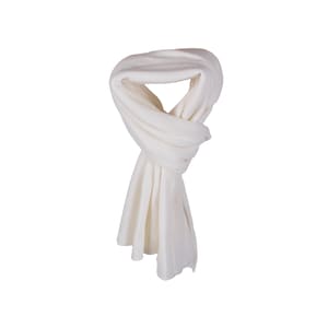 Women's 100% Cashmere Wrap Scarf - White - hand made in Scotland by Love Cashmere