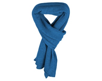 Women's 100% Cashmere Wrap Scarf - Blue Marl - hand made in Scotland by Love Cashmere