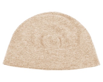 Ladies 100% Cashmere Watch Cap Beanie Hat - Light Natural - handmade in Scotland by Love Cashmere