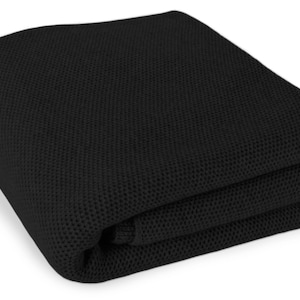 Luxury 100% Cashmere Waffle Stitch Blanket - &#39;Black&#39; - ** Made to Order, 5 Sizes Available ** - handmade in Scotland by Love Cashmere