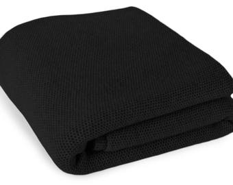 Luxe 100% Cashmere Waffle Stitch Blanket - 'Black' - ** Op bestelling gemaakt, 5 maten beschikbaar ** - handgemaakt in Schotland door Love Cashmere