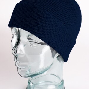 Ladies 100% Cashmere Beanie Hat 'Dark Navy' handmade in Scotland by Love Cashmere image 3