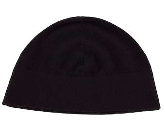 Mens 100% Cashmere Watch Cap Beanie Hat - Black - handmade in Scotland by Love Cashmere