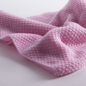 Girls Super Soft 4 Ply Honeycomb 100% Cashmere Baby Blanket - &#39;Baby Pink&#39; - handmade in Scotland by Love Cashmere
