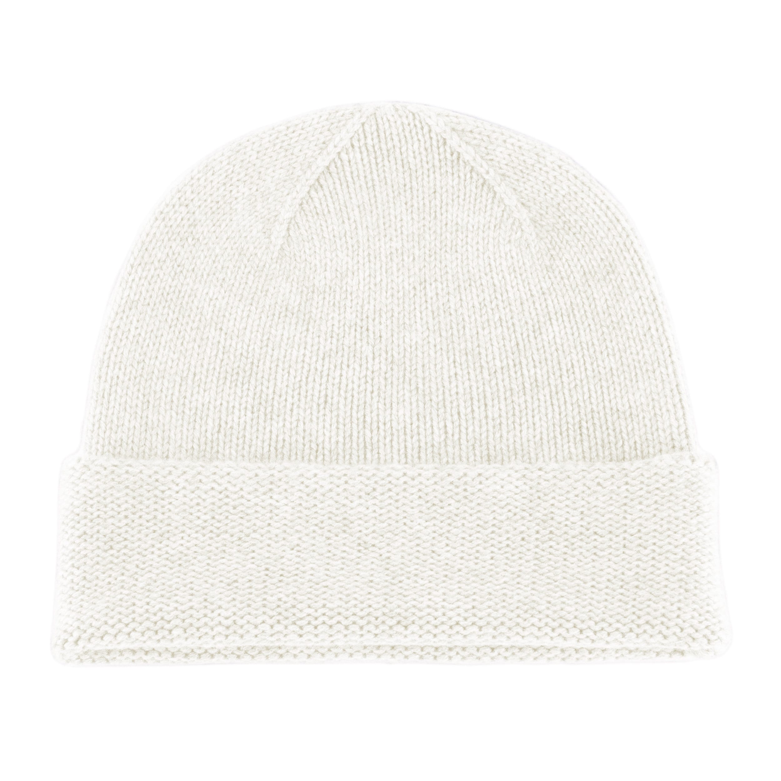 Mens 100% Cashmere Beanie Hat Ivory 