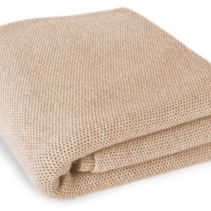 Luxury 100% Cashmere Waffle Stitch Blanket - Light Natural - ** Made to Order, 5 Sizes Available ** - handmade in Scotland by Love Cashmere
