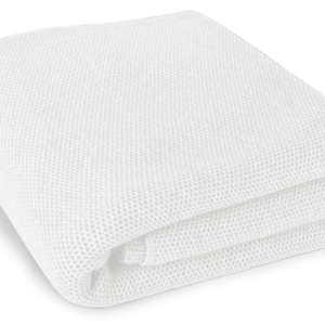 Luxury 100% Cashmere Waffle Stitch Blanket - White - ** Made to Order, 5 Sizes Available ** - handmade in Scotland by Love Cashmere