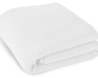 Luxe 100% Cashmere Waffle Stitch Blanket - Wit - ** Op bestelling gemaakt, 5 maten beschikbaar ** - handgemaakt in Schotland door Love Cashmere