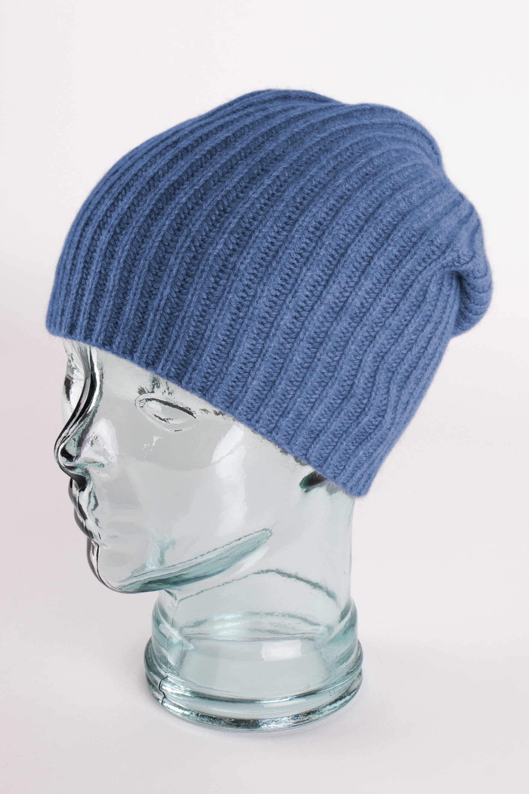 Made in Scotland 100% Cashmere Teal Ribbed Beanie – One Size Style Republic Women main image 2