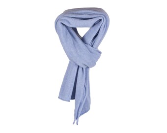 Women's 100% Cashmere Wrap Scarf - Sky Blue - hand made in Scotland by Love Cashmere