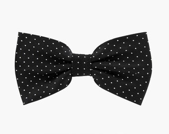 axy black bow tie with fine white dots