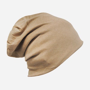 axy Slouch Beanie Long Hat for Men and Women Unisex Long Beanie Lightweight Plain Color HEMU1 Beige