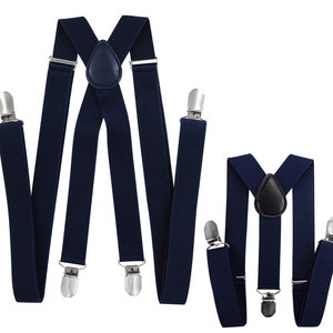 axy father-son partner look Black and blue suspenders for men, women and children groomsmen photo shoot birthday image 1