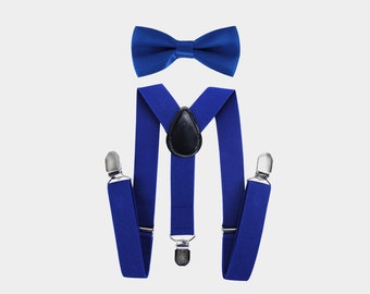 axy Kids Blue Suspenders + Blue Bow Tie - Groomsmen - Ring Bearer Outfit -photo-shooting - Birthday