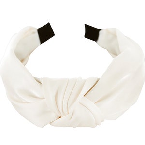 axy large bandeau avec noeuds et satin recouvert-vintage-beau bandeau cheveux accessoires bandeau femme HR35A Cremeweiss