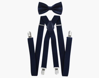 axy men's black-blue suspenders + black-blue bow tie - wedding groomsmen photo shoot - birthday party