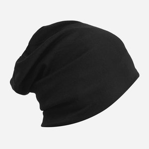 axy Slouch Beanie Long Hat for Men and Women Unisex Long Beanie Lightweight Plain Color HEMU1 Black