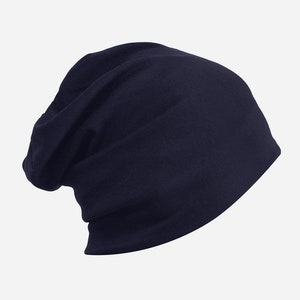 axy Slouch Beanie Long Hat for Men and Women Unisex Long Beanie Lightweight Plain Color HEMU1 Navyblau